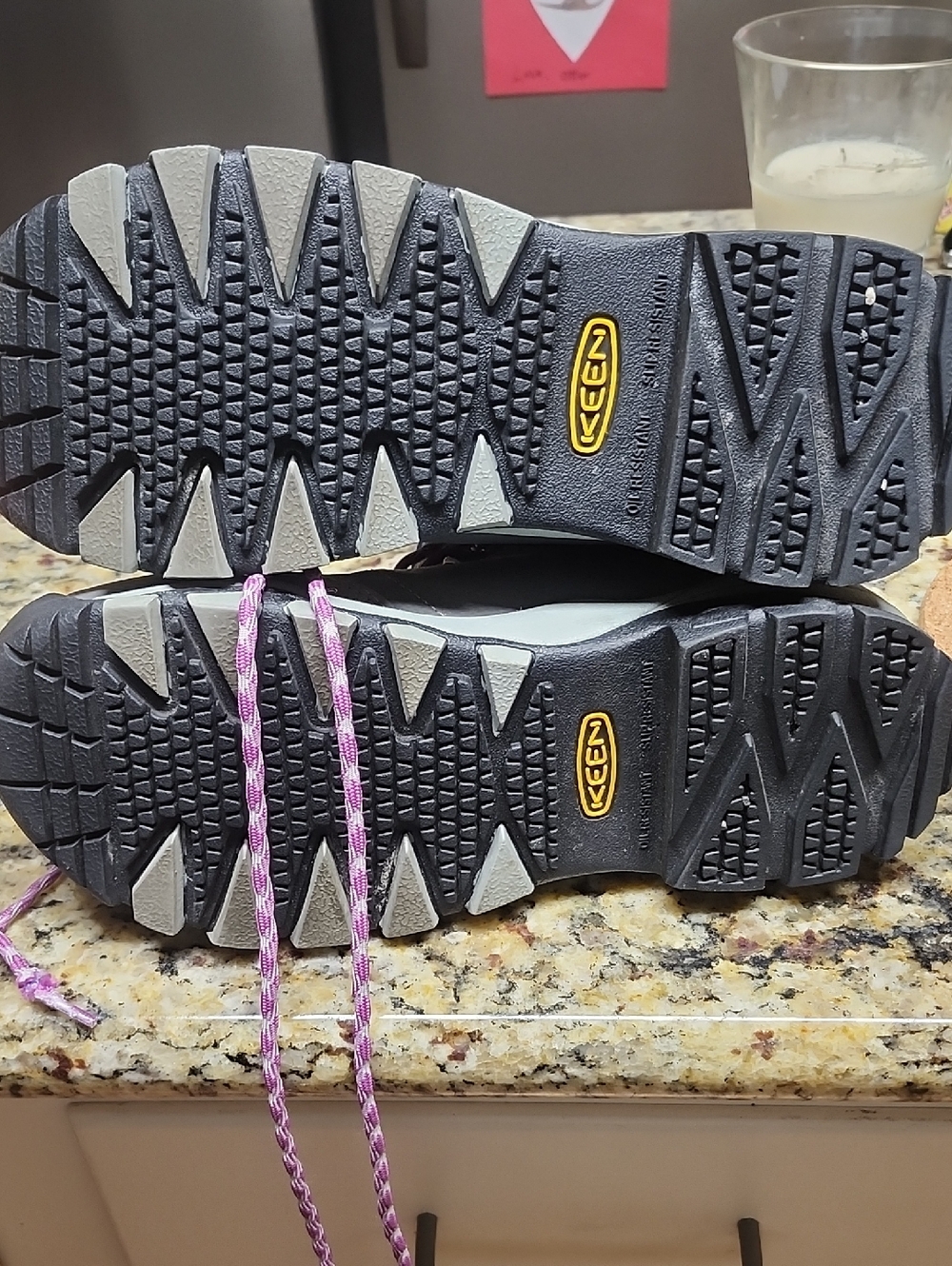 Keen Gray and Pink Women's Lace-Up Steel toe Hiking Boots - Picture 6 of 6